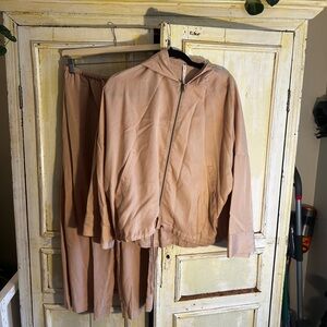 Relaxed Hooded Zip Jacket and Matching Pants - Blush Taupe